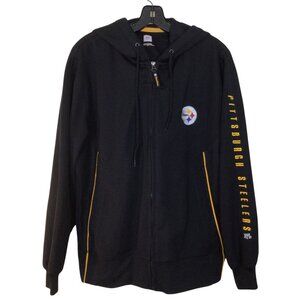 NFL Jacket Women’s M Medium Black Gold Pittsburgh Steelers Hooded Zip Up Hoodie